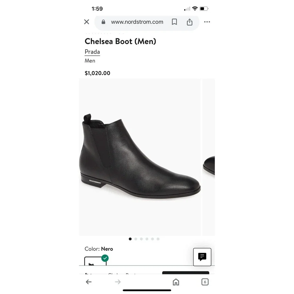Prada Men's Chelsea‎ Boots, Leather, Black